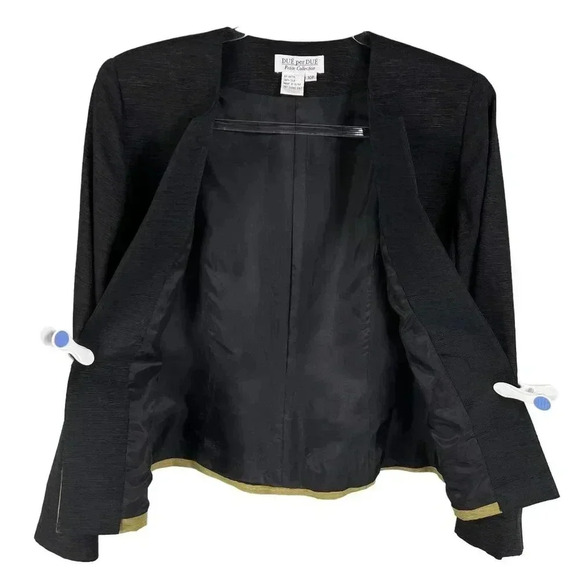 Due per Due Women 10 Bohemian 3 Piece Set 100% Silk Black Gold Embroidered Lined - Picture 9 of 16